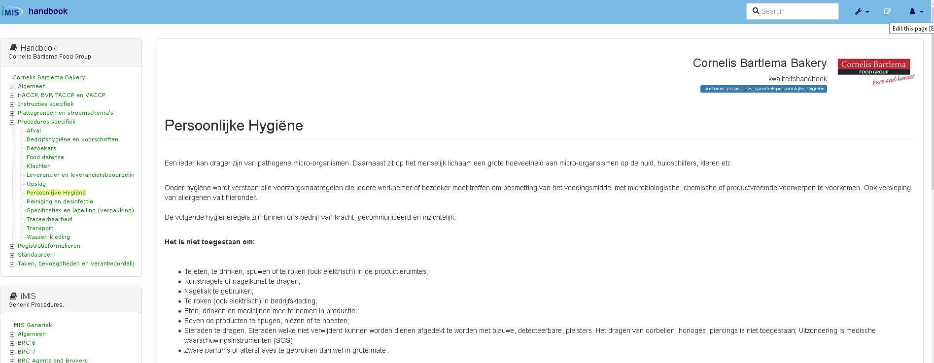 iMIS Handbook - persoonlijke hygiene iMIS Handbook - persoonlijke hygiene