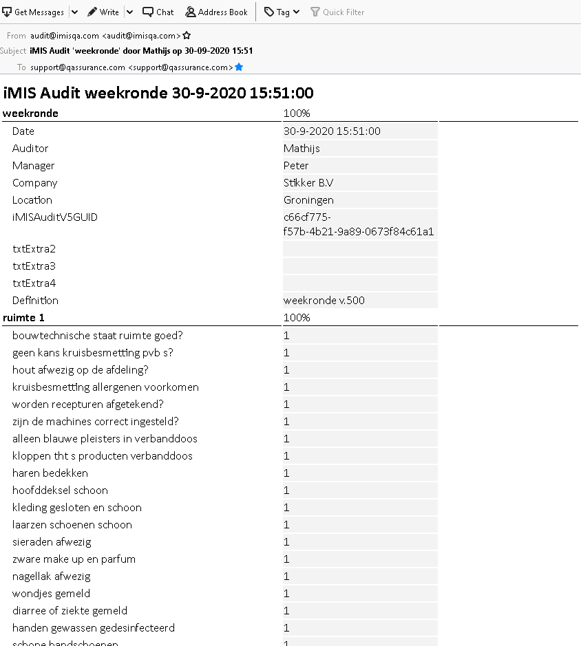 iMIS Audit weekronde rapportage