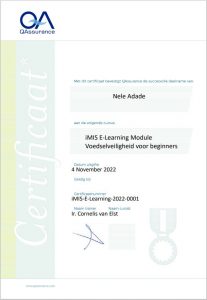 MIS E-learning Food Safety Personeel certificaat
