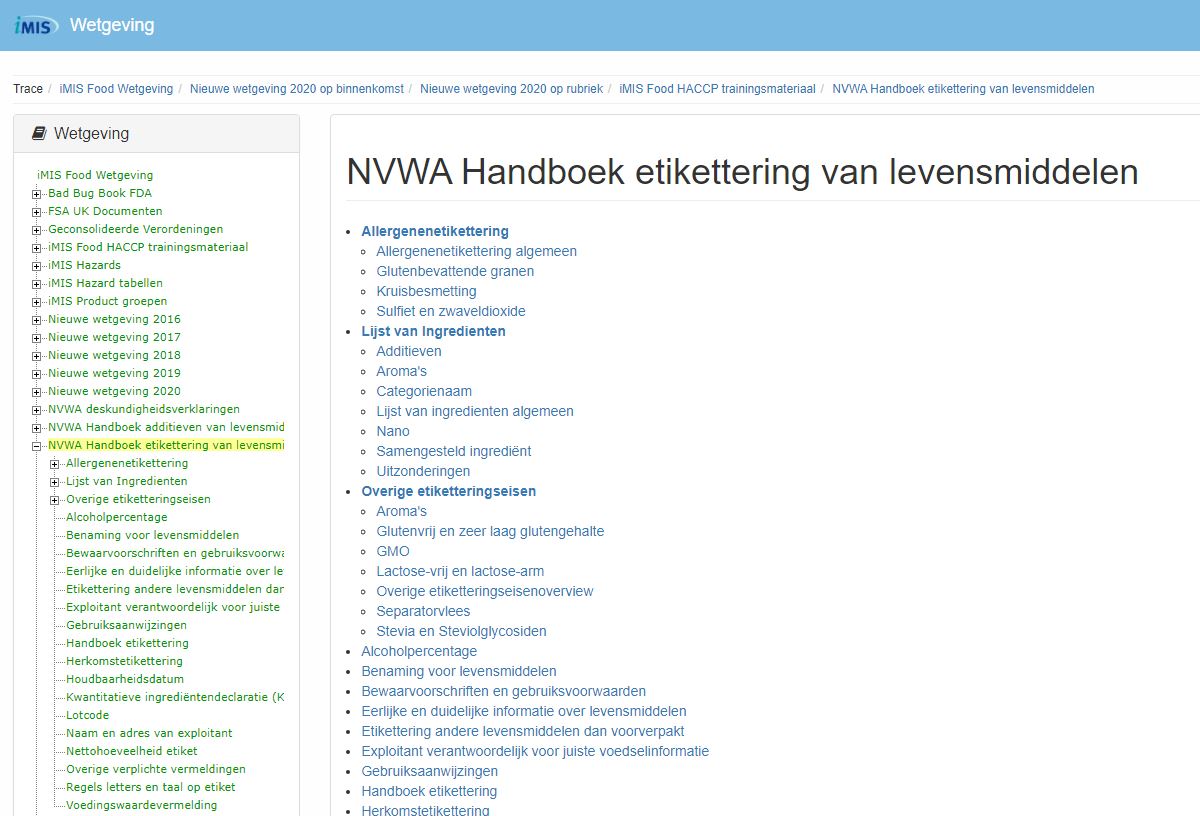 iMIS NVWA Handboek etikettering van levensmiddelen