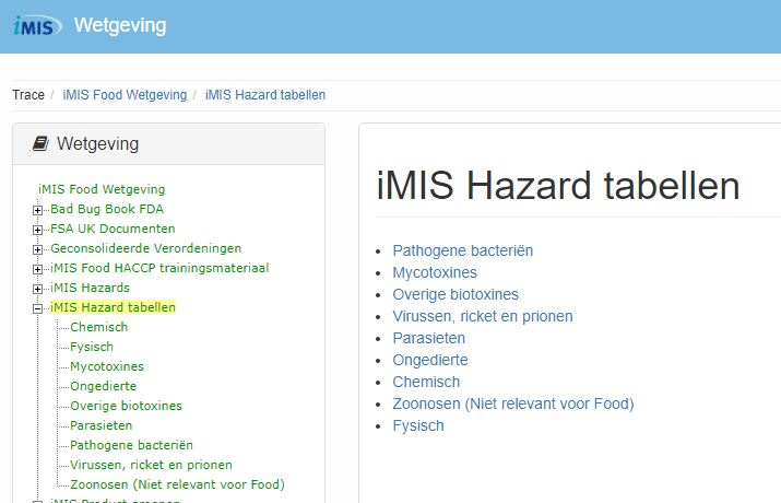 iMIS gevaren tabellen